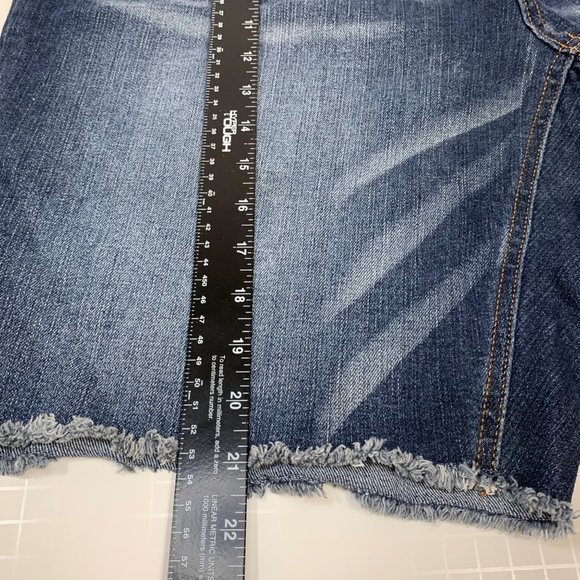 Time and Tru Rose Gold Button Fly Jean Shorts Plus Sz 20 High Rise Blue Stretch - Picture 8 of 12